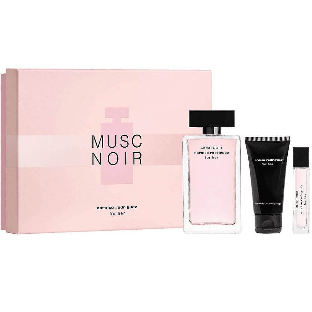 NARCISO RODRIGUEZ FOR HER MUSC NOIR EDP SET 3.4oz+1.7oz BL+10ml Purse SET